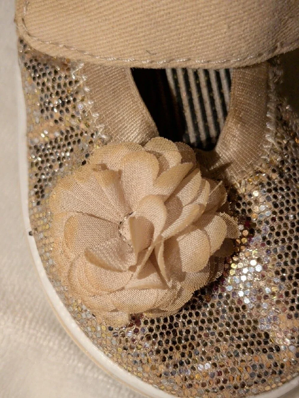wonder nation Sparkly Gold Mary Jane Sneakers with Flower